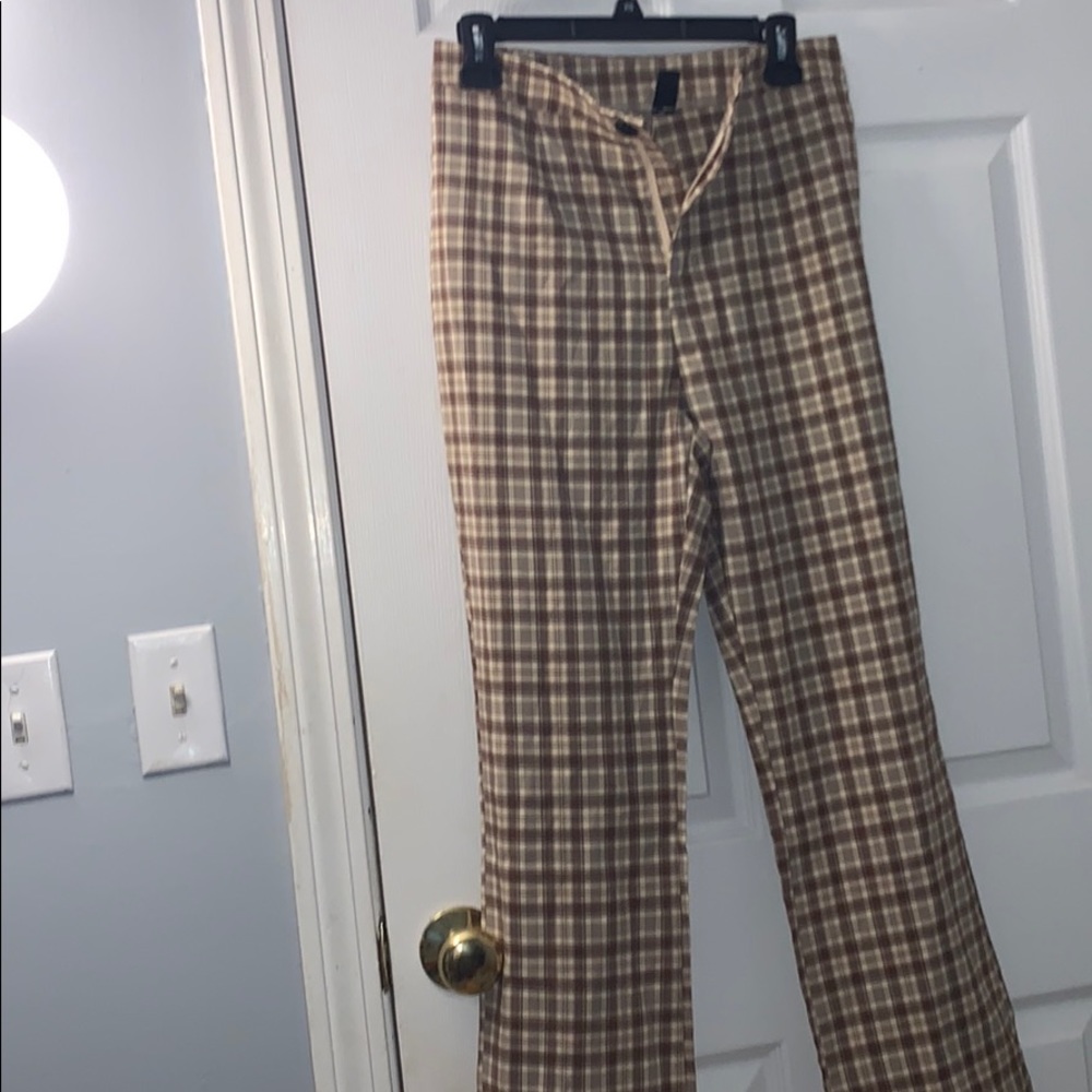 Brown plaid pants